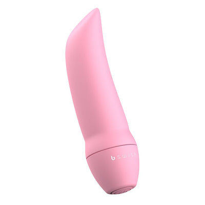 Pink B Swish Bmine Classic Curve compact personal massager with a curved tip and smooth finish.