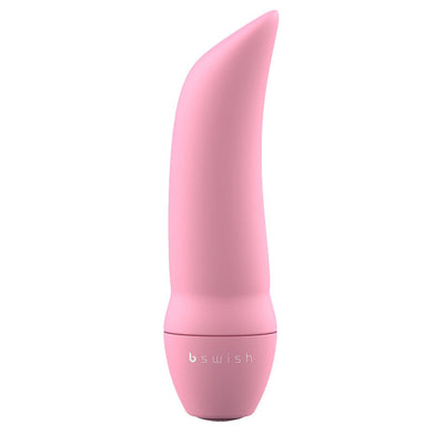 Pink B Swish Bmine Classic Curve compact massager with a curved tip and smooth matte finish.