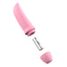 Pink B Swish Bmine Classic Curve compact massager with battery and cap separated on white background.