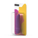 Purple B Swish Bmine Classic Curve compact massager in clear plastic packaging with colorful yellow and pink backing card.