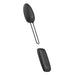 Black sleek B Swish Bnaughty Premium Unleashed bullet massager with wireless remote control on white background.