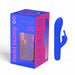 Blue Bwild Bunny Infinite Classic dual motor vibrator with packaging box in matching blue and pink colors.