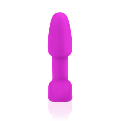 Compact purple silicone vibrating rimming plug with smooth, tapered design for beginner-friendly anal stimulation.