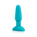 Turquoise silicone B-Vibe Rimming Plug 2 with smooth tapered design and wide base on white background.