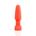 Bright red silicone rimming plug with a smooth, tapered shape and a sturdy base for comfortable use.