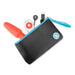 B-Vibe Rimming Plug 2 in coral with remote control, USB charger, and black storage pouch with blue zipper and wrist strap.