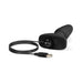 Black silicone B-Vibe Rimming Plug 2 with USB charging cable on a white background.