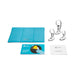 B-vibe Stainless Steel P-spot Training Set with three curved plugs, blue storage pouch, and instruction booklets on white background.