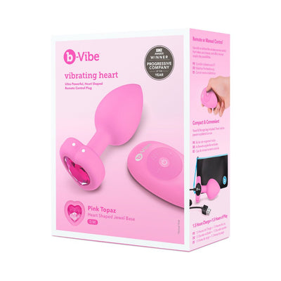 b-Vibe Vibrating Heart Shaped Jewel Plug S/M Pink