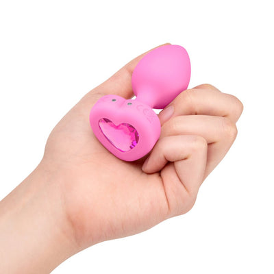 b-Vibe Vibrating Heart Shaped Jewel Plug S/M Pink