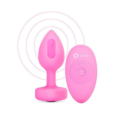 b-Vibe Vibrating Heart Shaped Jewel Plug S/M Pink