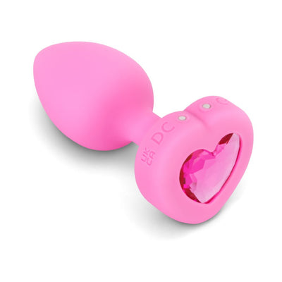 b-Vibe Vibrating Heart Shaped Jewel Plug S/M Pink