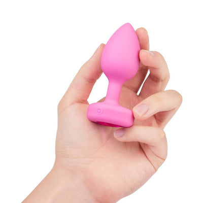 b-Vibe Vibrating Heart Shaped Jewel Plug S/M Pink
