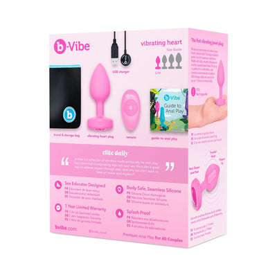 b-Vibe Vibrating Heart Shaped Jewel Plug S/M Pink