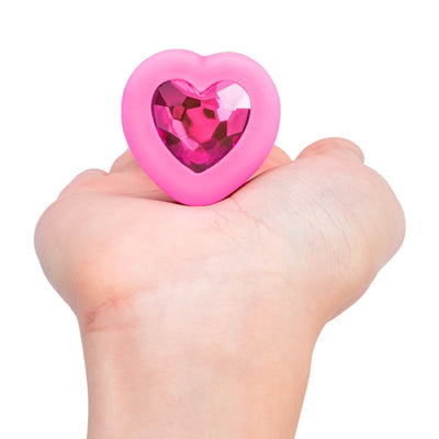 b-Vibe Vibrating Heart Shaped Jewel Plug S/M Pink