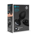 B-Vibe Vibrating Jewel Plug 2XL in black with remote control and black diamond jewel base shown on product packaging.