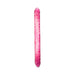 Pink flexible double-ended dildo with textured surface and pronounced heads on both ends.