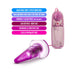 Purple tapered anal pleaser with wired remote control and multi-speed vibration settings shown with product features.