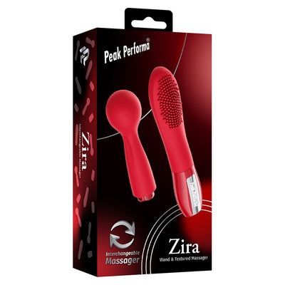 Peak Performa Interchangeable Zira Wand and Textured Massager-Red