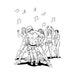 Black and white illustration of a male dancer in a hat entertaining a group of excited women at a bachelorette party.