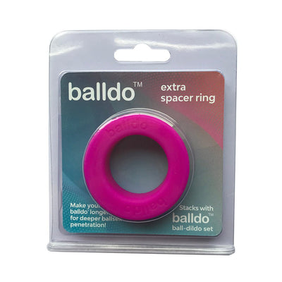 Balldo extra spacer ring in bright pink, packaged in clear plastic with branded backing card.