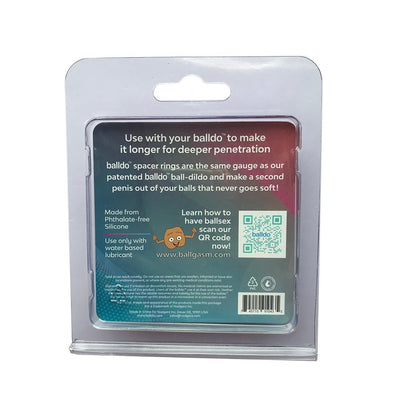 Packaging of Balldo Spacer Ring with usage instructions, QR code, and product details on a white background.