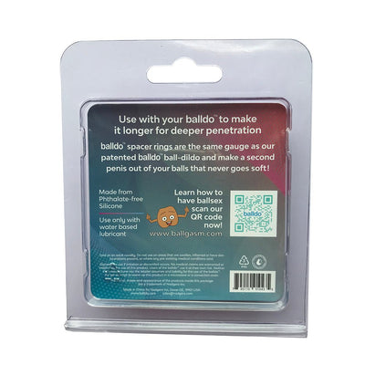 Balldo Spacer Ring packaging showing product details, usage instructions, and QR code for more information.