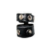 Black adjustable leather cock strap with metal studs and ball stretcher design.