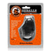 OxBalls Ballsling ball-splitting sling in black flexible material, packaged in branded orange and black box.