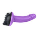 Black silicone Honeybunch grind pad attached to a purple dildo, designed for enhanced pleasure and versatile use.