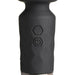 Close-up of black silicone mini wand handle showing textured surface and two hexagonal control buttons.