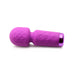 Compact purple silicone mini wand vibrator with textured head and control buttons on handle.