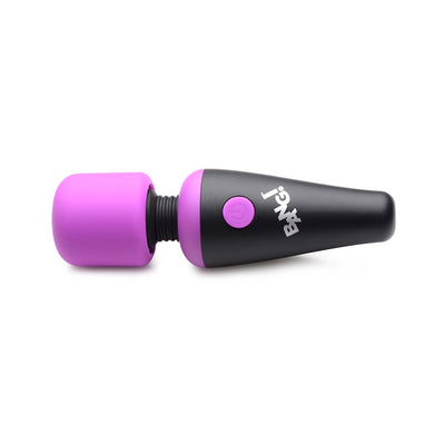 Compact BANG! 10X Vibrating Mini Wand in black and purple with flexible neck and single power button.