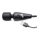 Black BANG! 10X Vibrating Mini Wand with flexible neck and USB charging cable on white background.
