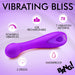 Purple silicone G-spot vibrator with curved head, featuring 3 speeds, 7 vibration patterns, USB rechargeable, and waterproof design.