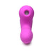 Compact pink silicone rabbit vibrator with suction hole and rounded tip, designed for dual stimulation.