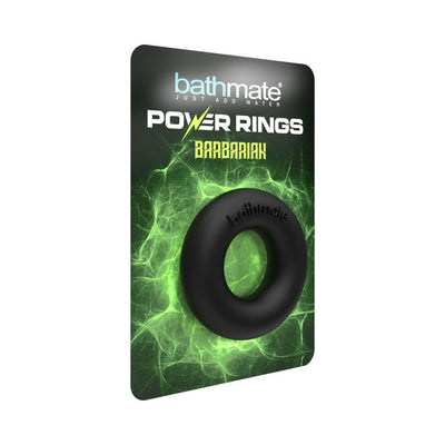 Black Bathmate Barbarian Power Ring displayed on green energy-themed packaging.