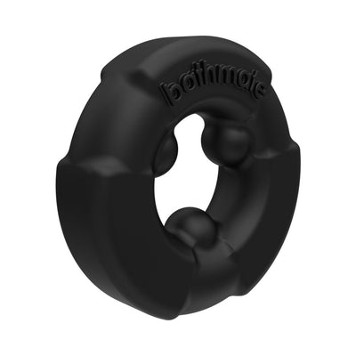 Black Bathmate Gladiator Power Ring with three raised inner nubs and embossed logo, made from flexible Elastomex™ material.