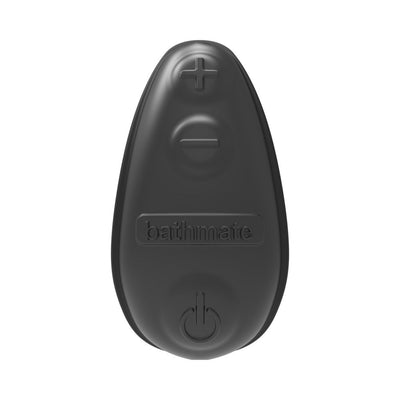 Black ergonomic remote control for Bathmate Prostate Pleasure Pro with power and intensity buttons.