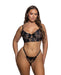 Intricate Floral Lace Underwire Bra & Panty 2 pc Set - Black 1X