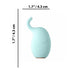 Compact teal elephant-shaped vibrator with curved trunk, measuring 1.7 inches by 1.7 inches, designed for targeted pleasure.