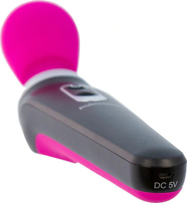 Palm Power Extreme Body Massager in black and fuchsia with a silicone massage head and ergonomic handle.