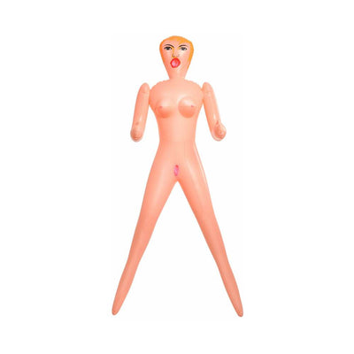Inflatable beginner love doll with painted facial features and molded body details on white background.