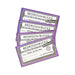 Set of Bedroom Bondage Bucks coupon cards with purple borders for playful intimate experiences.