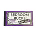 Bedroom Bondage Bucks coupon book with 30 playful IOUs for couples, featuring a purple and black cover design.
