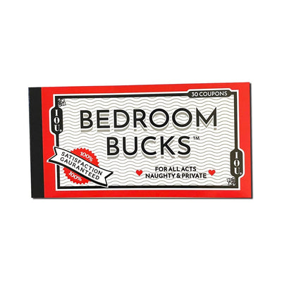 Bedroom Bucks 30 Coupon Book with red and white cover featuring playful IOUs for intimate and private acts.