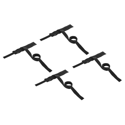 Set of four black adjustable wrist and ankle restraints with attached straps for secure and comfortable beginner bondage play.