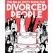 Cover of The Big Activity Book for Divorced People with illustrated characters around a large wedding cake on red background.