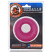 Oxballs Bigger Ox thick pink silicone TPR blend cockring in clear retail packaging with logo and product details.