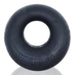 Black thick silicone TPR cockring with embossed Bigger Ox branding, designed for comfort and secure fit.